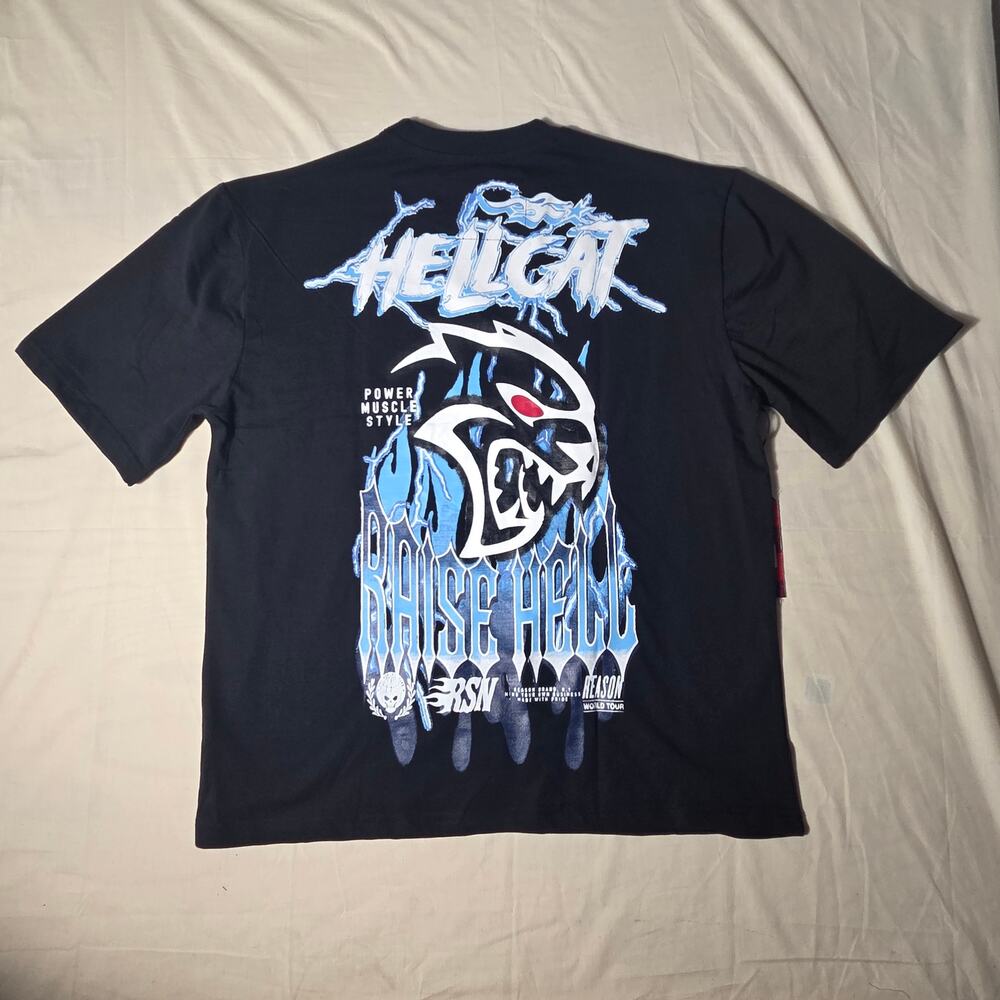 Dodge x Reason Hellcat Raise Hell Graphic T Shirt Mens L Black NWT Limited Ed